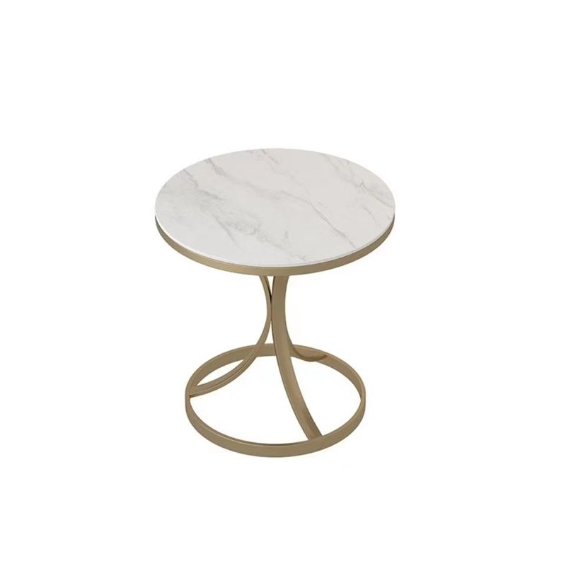 21.6"H Single Leg Metal Base Solid Color Slate Round Coffee Table