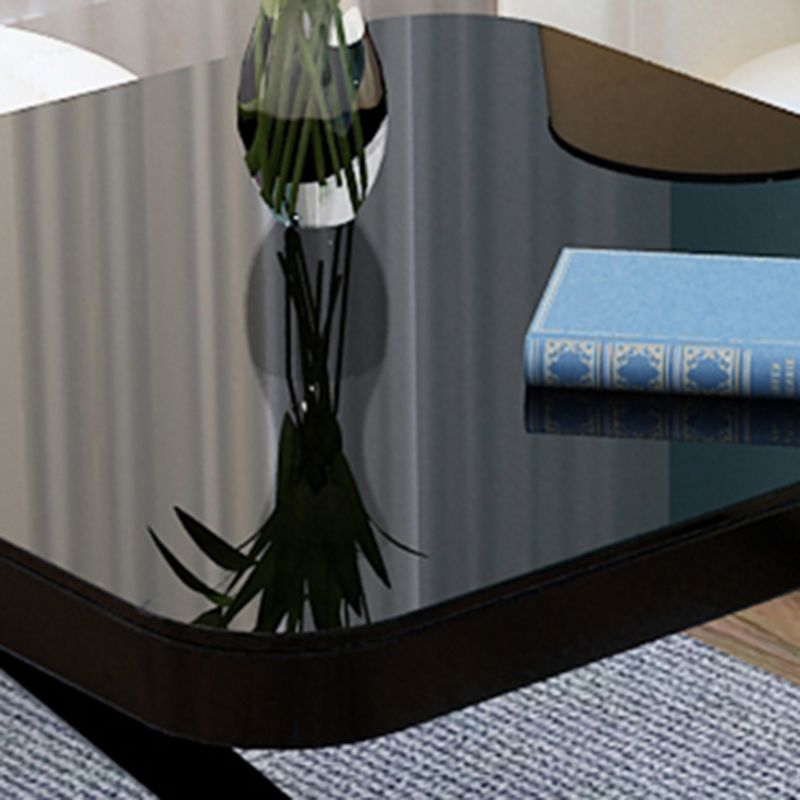 Black/White Glass Corner Table 19.69" High End Table with Storage