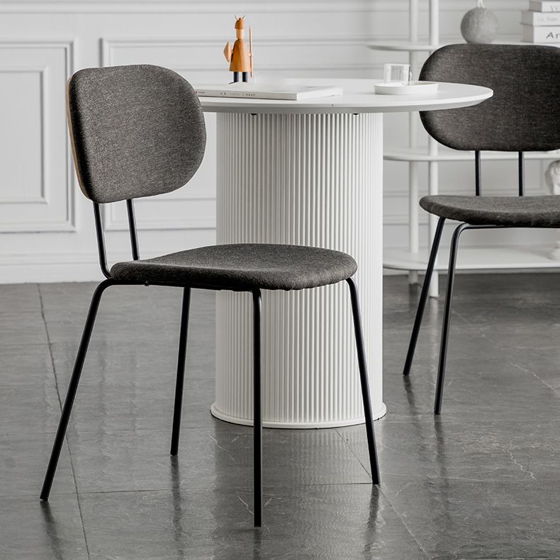 Industrial Style Linen Fabric Dining Chair Open Back Dining Side Armless Chair