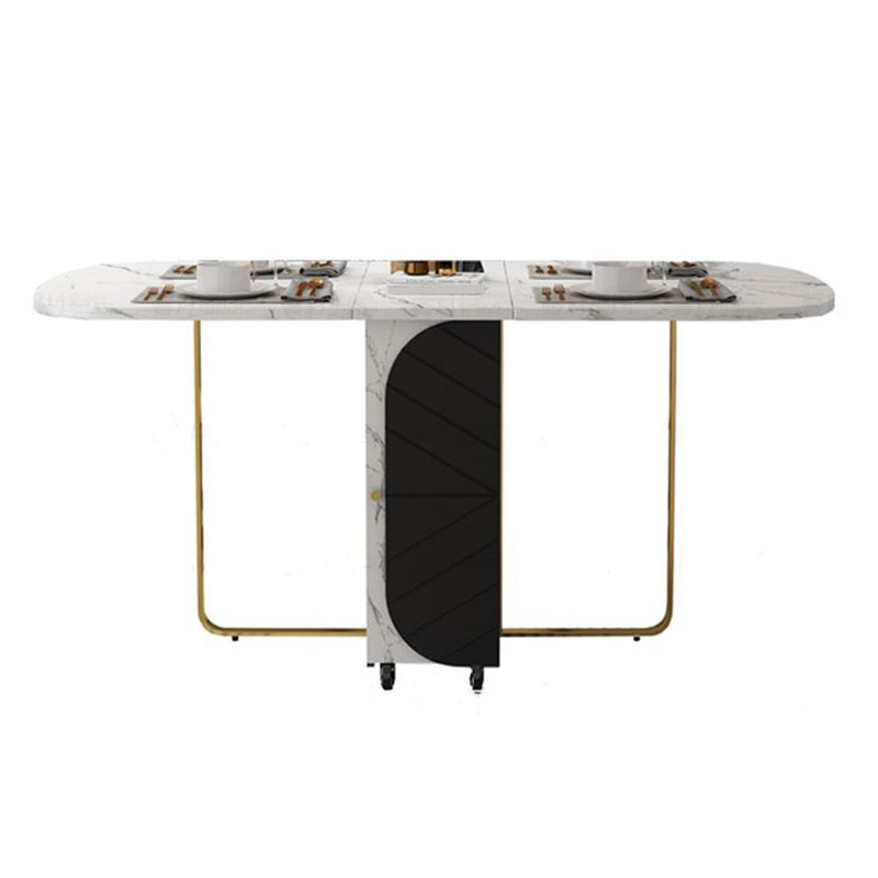 Table de salle à manger ovale contemporaine table à feuille de pierre entrée, 59 "L x 29,5" H