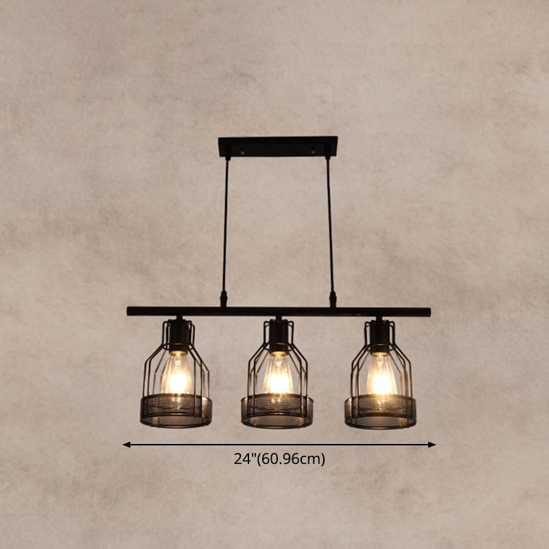 Black Bird Cage Island Lighting Industrial Metal Bar Chandelier Lighting Fixture