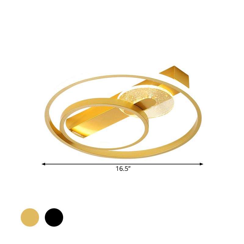 Metal Hoop Flushmount Lighting Simple Style Gold/White and Black LED Ceiling Flush in White/Warm Light, 16.5"/20.5" Wide