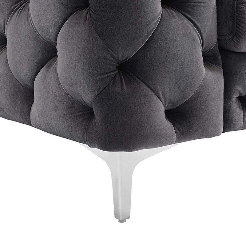 Contemporary Tufted Back Sofa 2/3-Seat Tuxedo Arm with Metal Legs