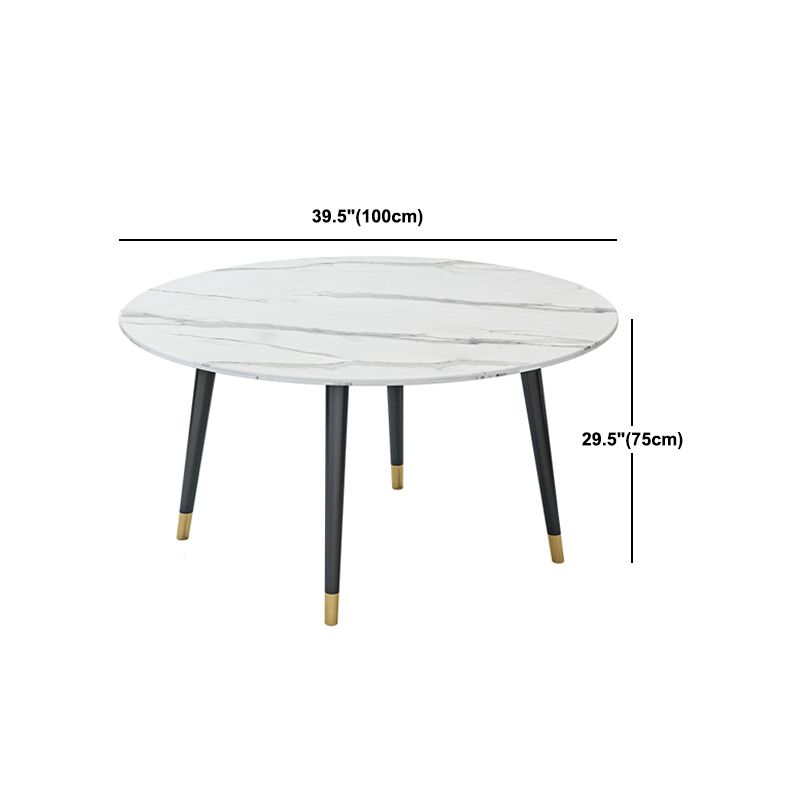 Glam Iron Dinette Set 1/4/5/6/7 Pieces Round White Sintered Stone Top Dining Table Set