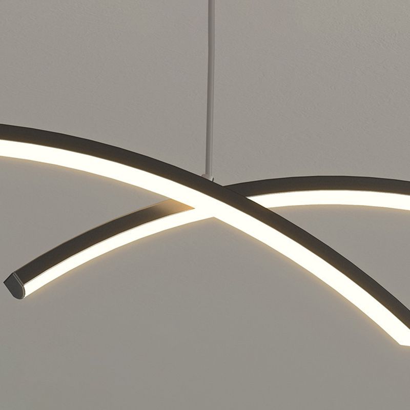 Linear Iron LED Kitchen Island Fixture Metal Ceiling Pendant in Black / Gold Finish