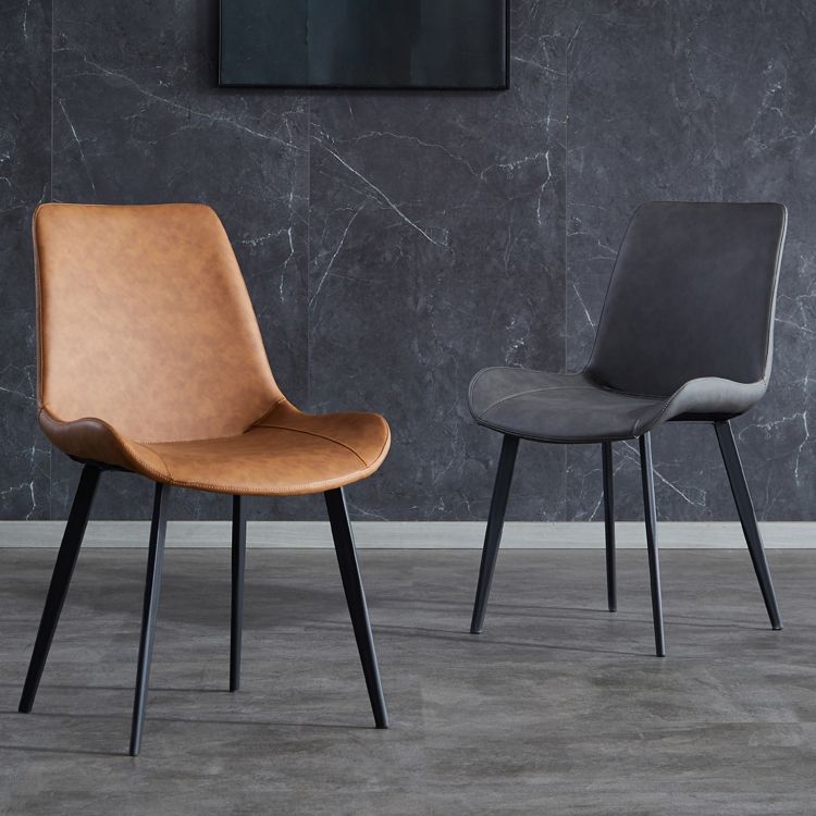 Contemporary Metal Dining Room Chairs Leather Dining Armless Chairs for Indoor Use