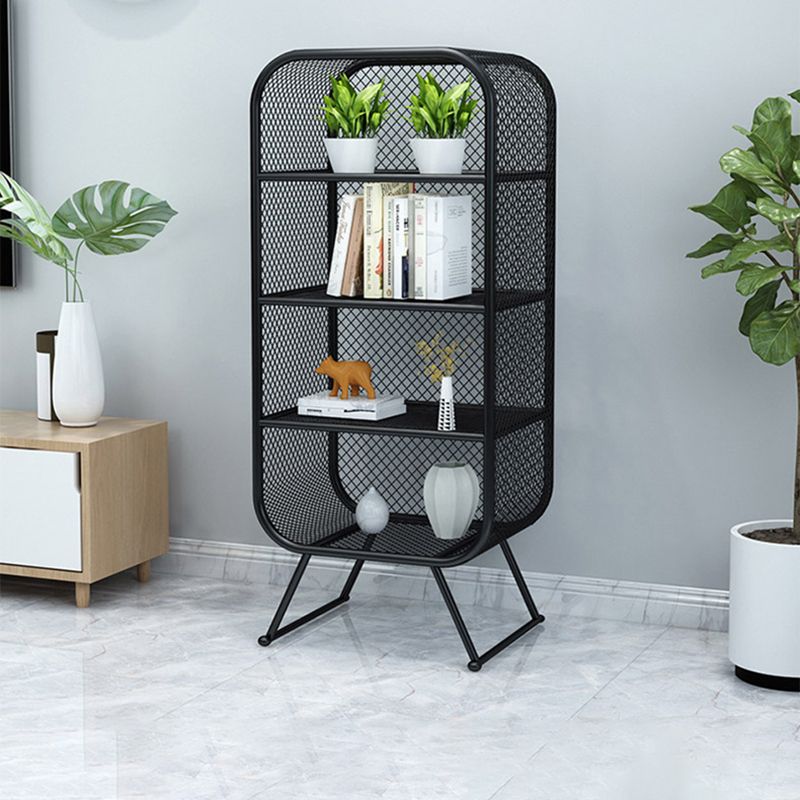 Glam Antique Finish Shelf Bookcase Standard Metal Bookshelf with Shelves