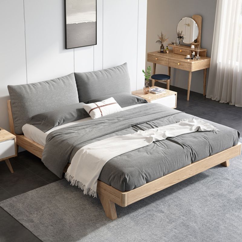 Wood Low Profile Upholstered Bed Nordic 35.43-Inch H Bed Frame with Headboard