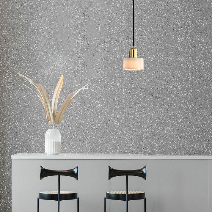 Cylinder Stone Hanging Pendant Light Minimalist-Style Hanging Lamp Kit for Bedroom