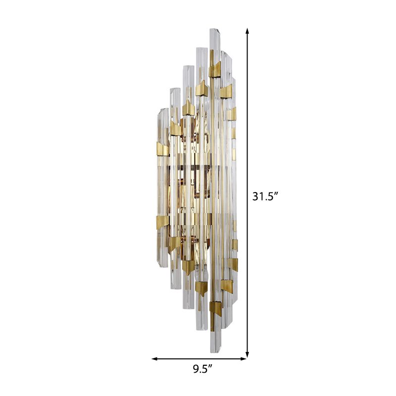 Clear Crystal Prism Wall Sconce Fixture Contemporary 4 Lights Wall Lamp in Gold for Corridor