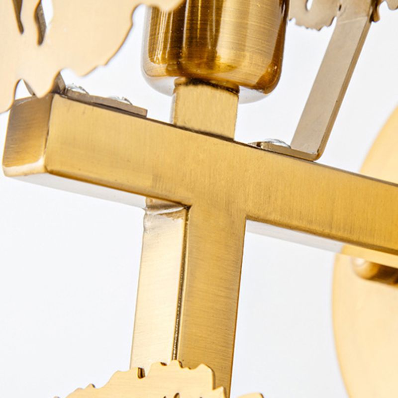 Gold Lotus Shape Wall Light in Modern Creative Style Electroplate Iron Wall Lamp for Interior Spaces