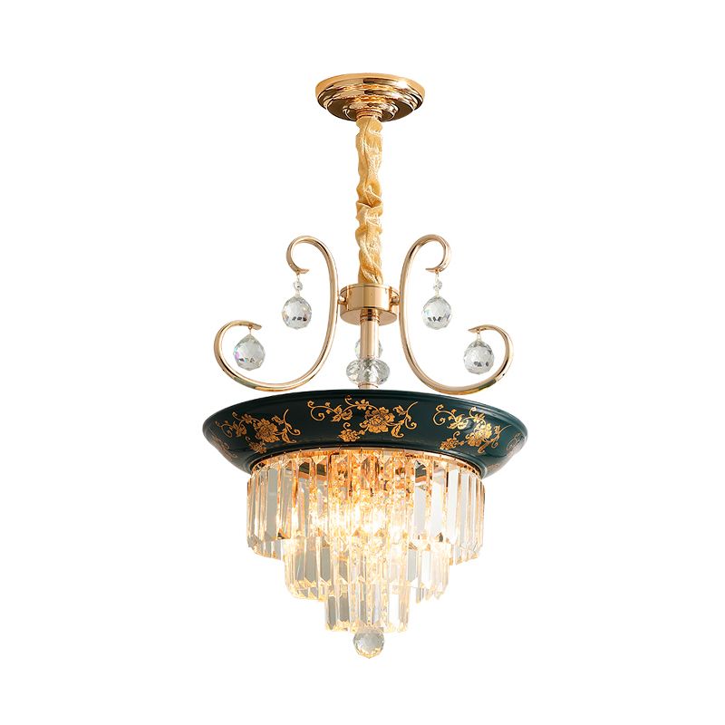 Cono Crystal Barra de techo Luz contemporánea 3/5 Cabezas VERDAD VERDE/LLORACIÓN DE CANDELIER DE VERDAD VERA