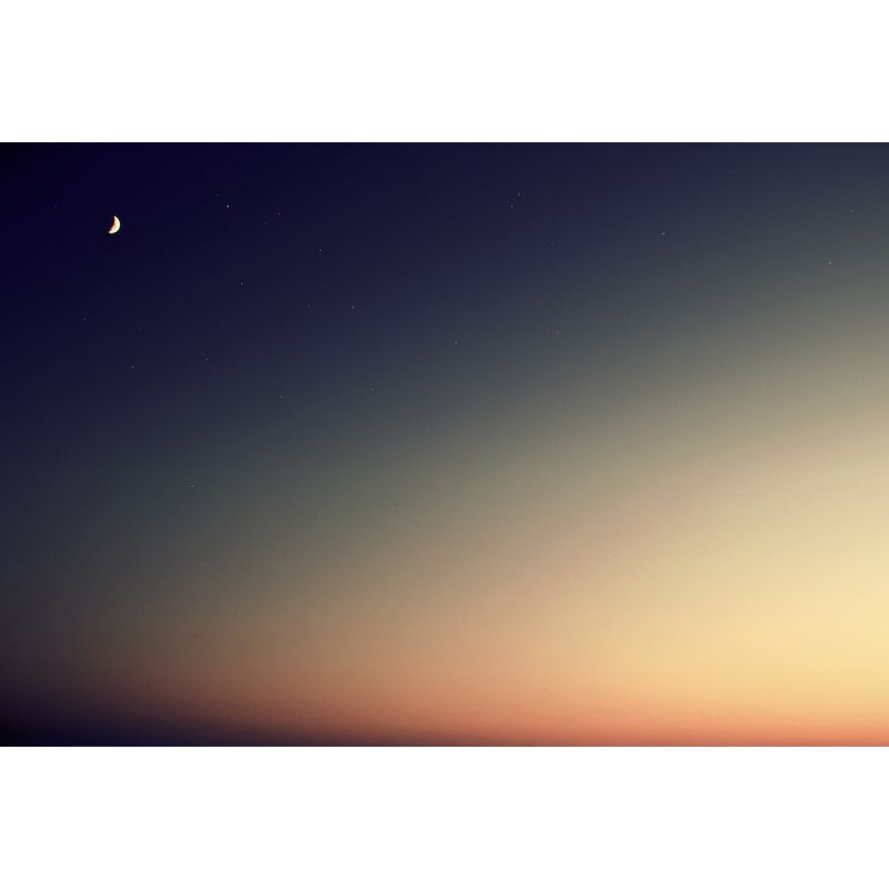 Photography Sky at Dusk Mural for Living Room, Blue and Yellow, Custom Size Available