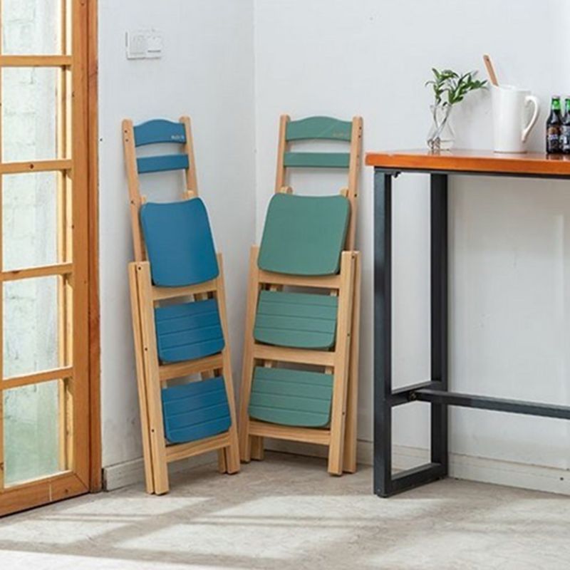 Nordic Style Armless Wood Barstool Folding 27-inch Single Counter Stool for Kitchen