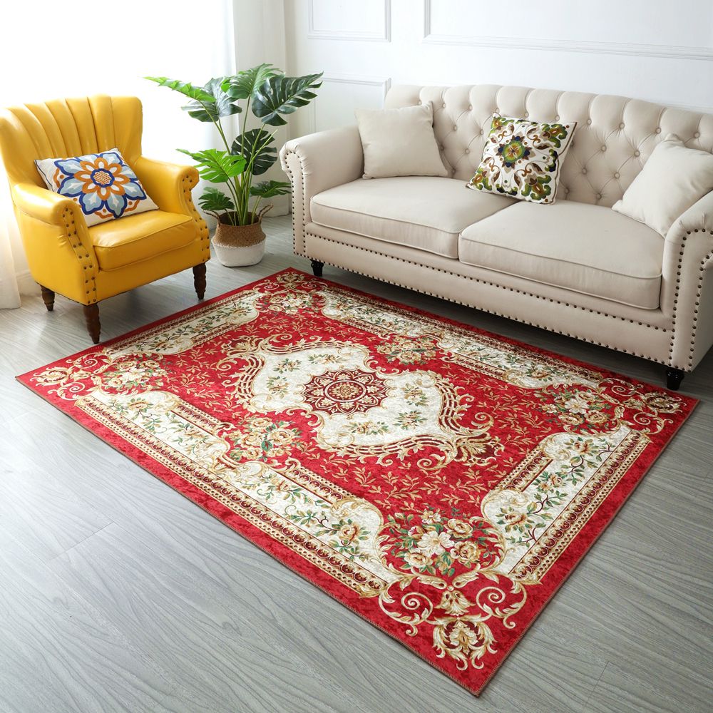 Glam European Style Rug Marble Surface Polyester Rug Non-Slip Backing Area Carpet for Home Decor