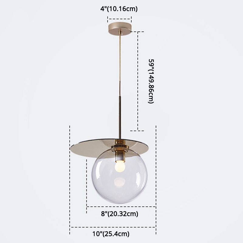 1 Light Spherical Pendant Light Modern Designer Glass Dining Room Hanging Lamp
