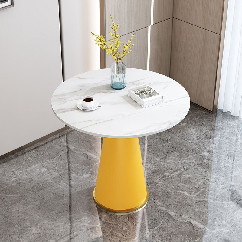 Modern Style Single Leg Base Solid Color Round Top Slate Coffee Table