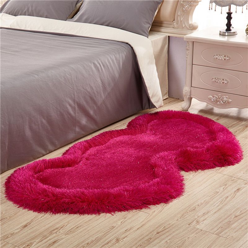 Stylish Plush Area Carpet Solid Color Polyester Area Rug Easy Care Rug for Bedroom