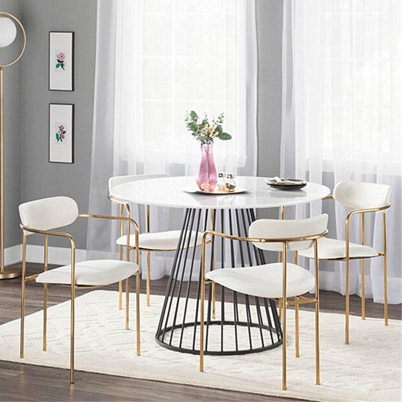 Glam Dining Arm Chair Velvet Dining Room Gold Legs Side Chair