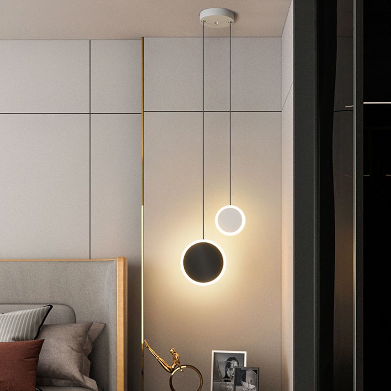 Aluminium 2-Light Circle Pendant Light Modern Modern Down Lighting pour la chambre