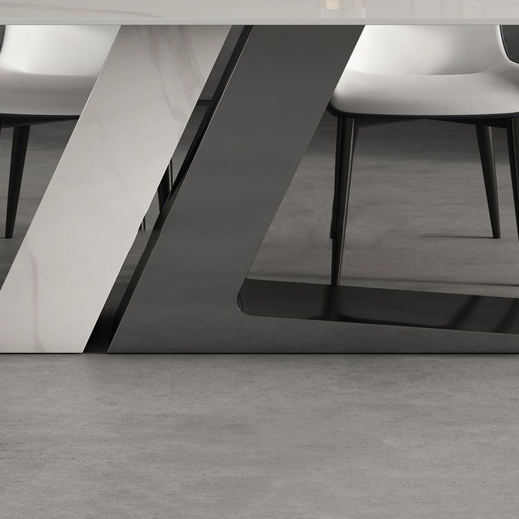 Designer Style 1/2/5/7 Pieces Sintered Stone Dining Set Rectangle White Table with Chairs