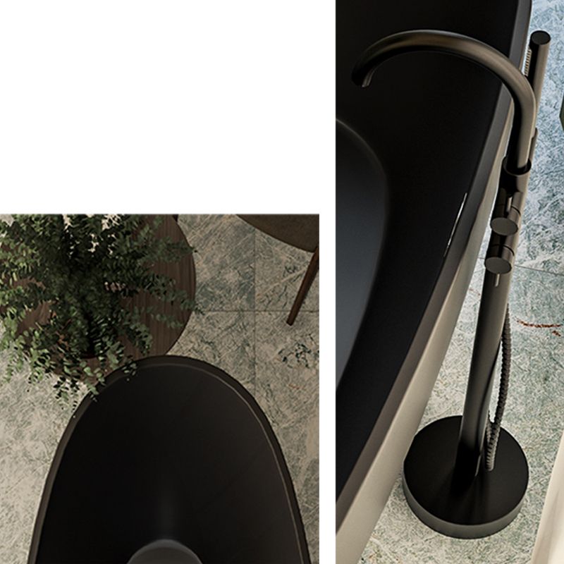 Acrylic-Fiberglass Oval Bathtub Contemporary Soaking Bathtub with Drain and Overflow Trim