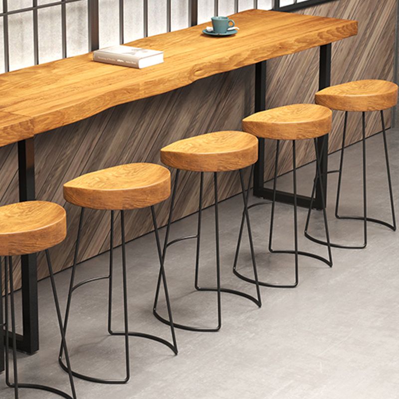Industrial Style Bar Stool Wood Counter Bar Stool with Metal Legs for Home