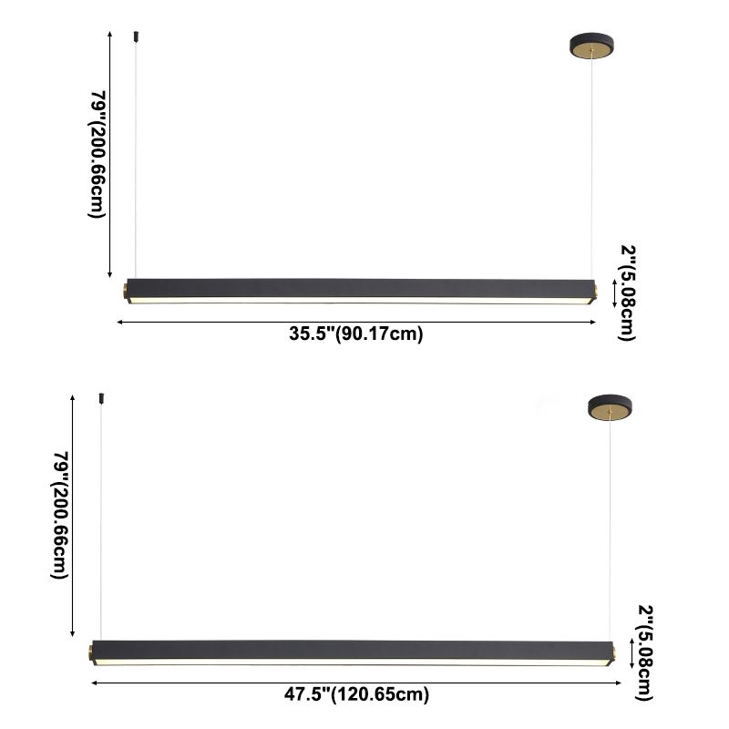 Lineare Inselbeleuchtung im modernen präzisen Stil Acryl -LED -Anhänger Licht
