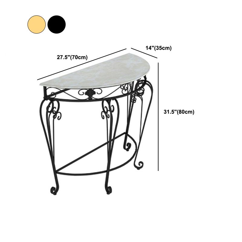 4 Legs Hall Faux Wood Tabletop Half Moon Scratch Resistant and Stain Resistant Console