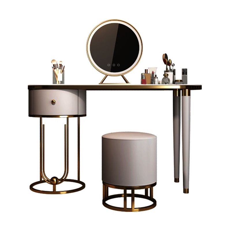 Glam Slate Top Makeup Vanity Desk Table Grey Dressing Table with Drawer