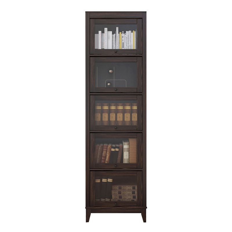 Modern Vertical Standard Bookshelf Manufactured Wood Bookcase with Glass Doors
