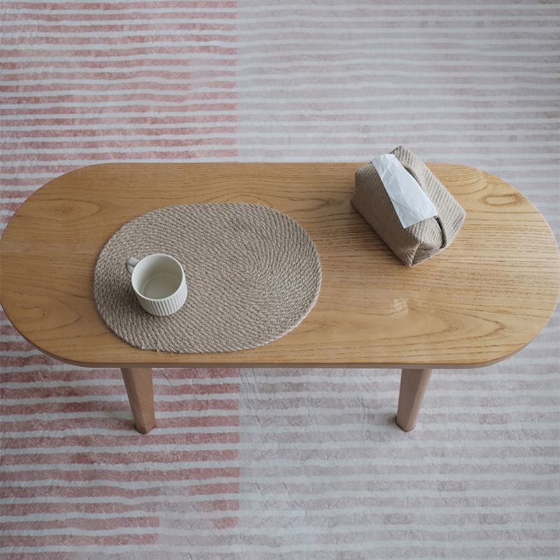 4 Legs Coffee Table Modern Brown Solid Wood Coffee Cocktail Table