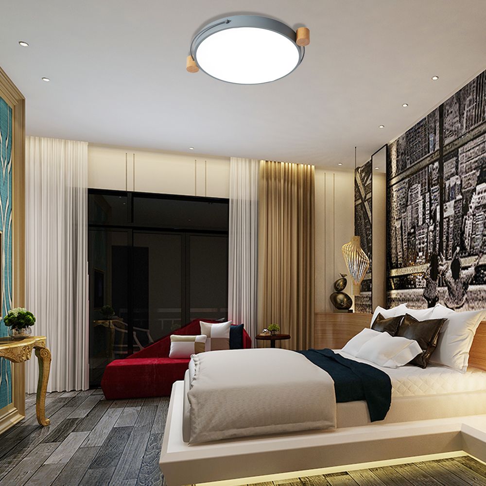 Circulaire de fer Flush Mount Light Fixture Simple 16 "/19.5" /23.5 " W LED Flush Lamp in Grey for Living Room, White/3 Color Light / Remote Control Stepless Dimming