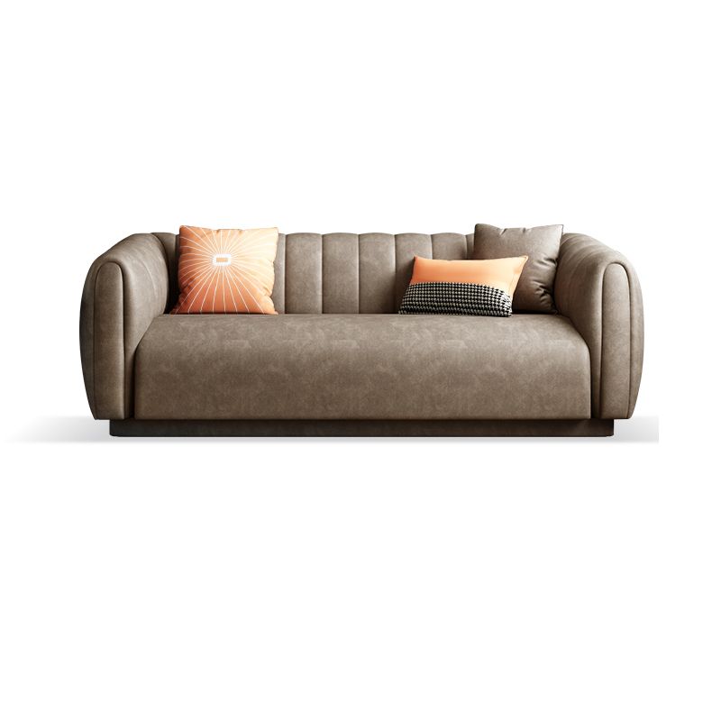 Contemporary 31.5" H Faux Leather Tuxedo Arm Sewn Pillow Back Sofa