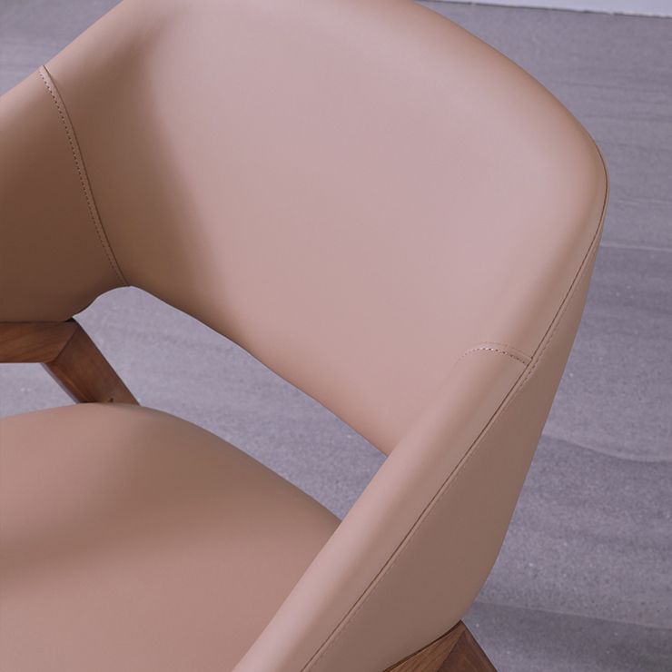 Modern Style Leather Open Back Wooden Frame Home Dining Arm Chair