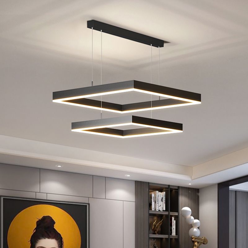 Modern Dining Room Lighting Multiple Squares Chandelier Lighting Fixtures
