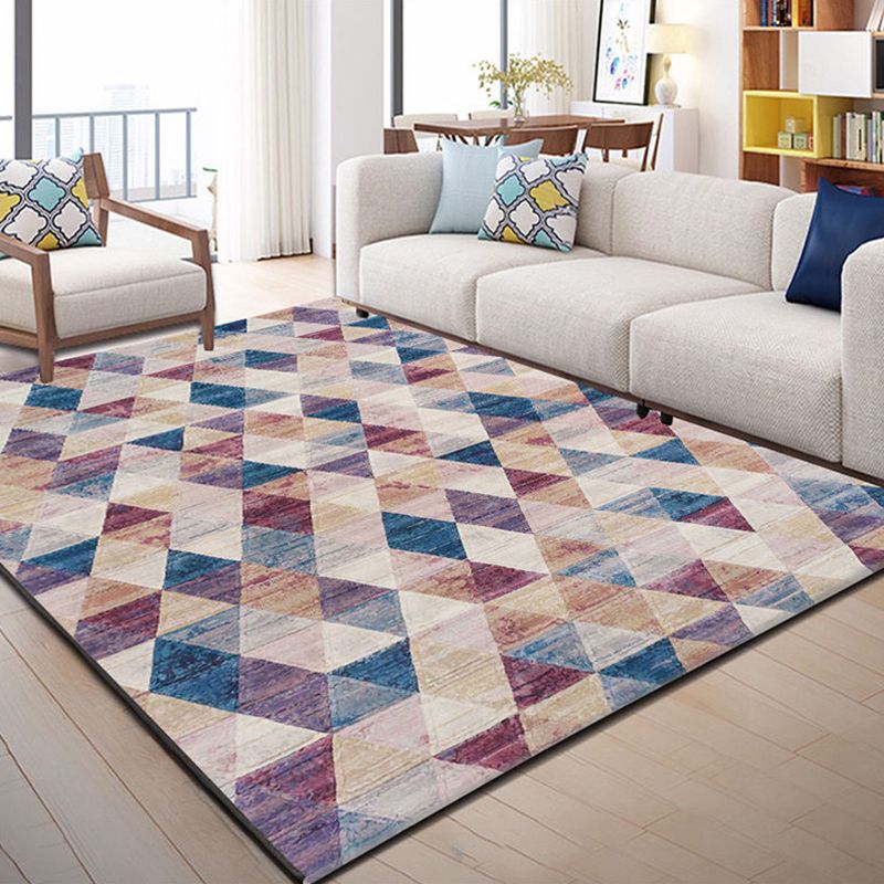 Mehrfarbiger Deko-Teppich, moderner, geometrisch gemusterter Teppich, Polyester, haustierfreundlich, rutschfester Innenteppich
