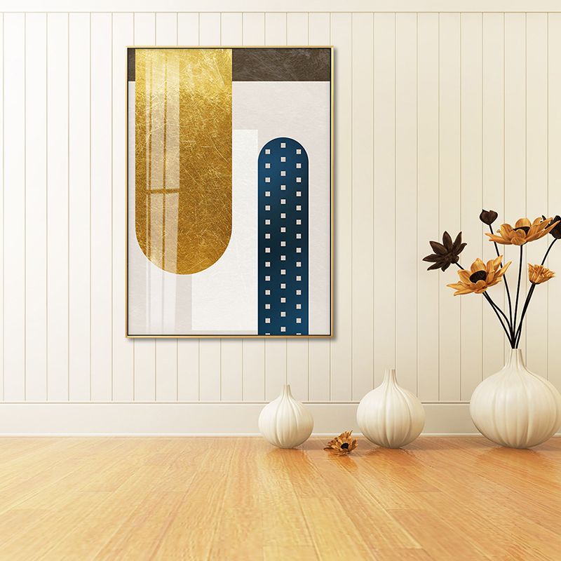 Geometry Canvas Print for Living Room Abstract Wall Art in Dark Color, Textured