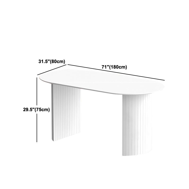 Modern Pine Wood Table for Restaurant White Oval Table with Double Pedestal