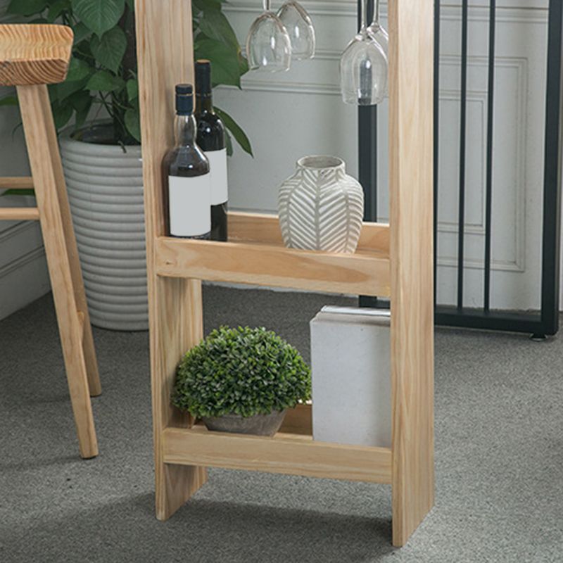 Modern Solid Wood Bar Table Dining Table with Storage Shelves