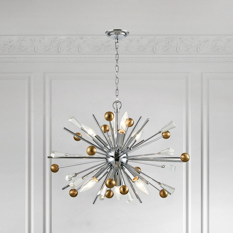 Metaal sputnik kroonluchter designer stijl zilveren suspensie verlichtingsarmatuur voor woonkamer