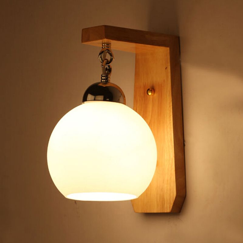 Lámpara de pared de estilo de estilo moderno accesorio de vidrio blanco de 1 bombilla Luz de montaje de pared de dormitorio