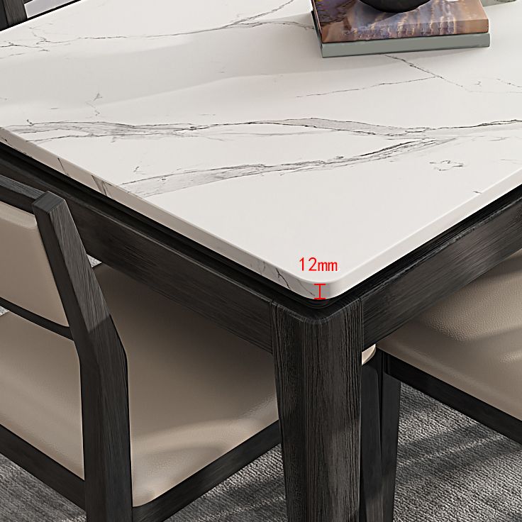 Modern White Sintered Stone Top Dining Set Kitchen Rectangle Shape Dining Set with 4 Legs Base