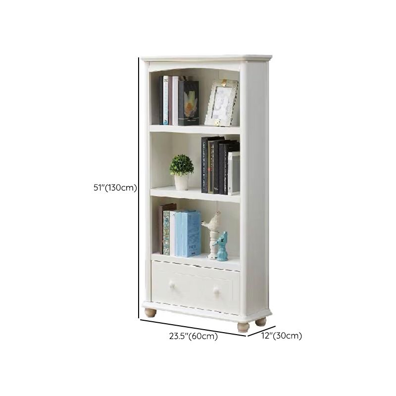 Wood Standard Bookshelf White Contemporary Bookcase with Shelves