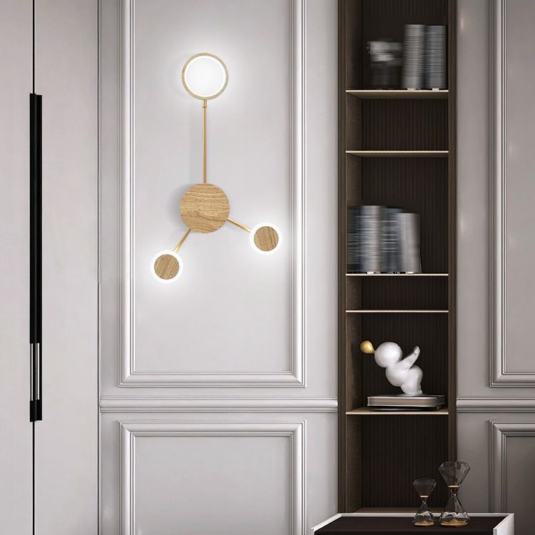Wooden Wall Mount Light Modern LED Wall Light with Acrylic Shade for Bedroom