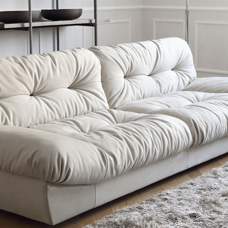 French Country Stain Resistant Faux Leather Armless Sofa in Brown/Beige