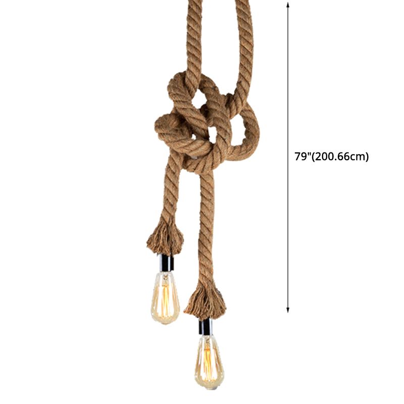 DIY Adjustable Hemp Rope Hanging Light Retro Industrial Single Bare Bulb Lighting Fixture for Bar Counter Farmhouse