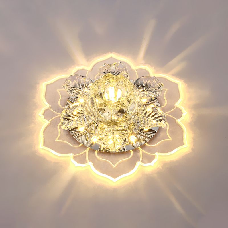 Floral Shade Flush Mount Lighting Minimalist Crystal Clear LED Flush Mount für Korridor