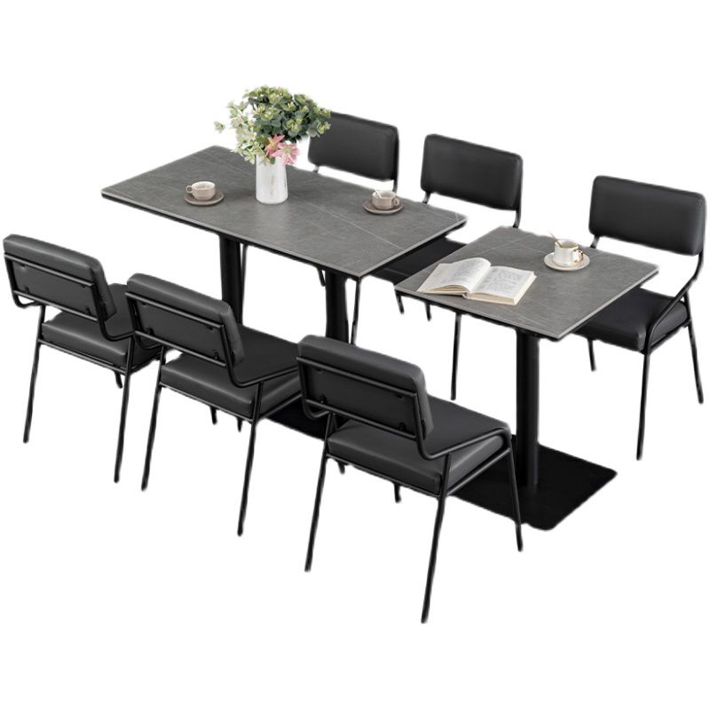 Industrial Dining Room Table Sintered Stone Table with Black Base for Home Kitchen Dinner