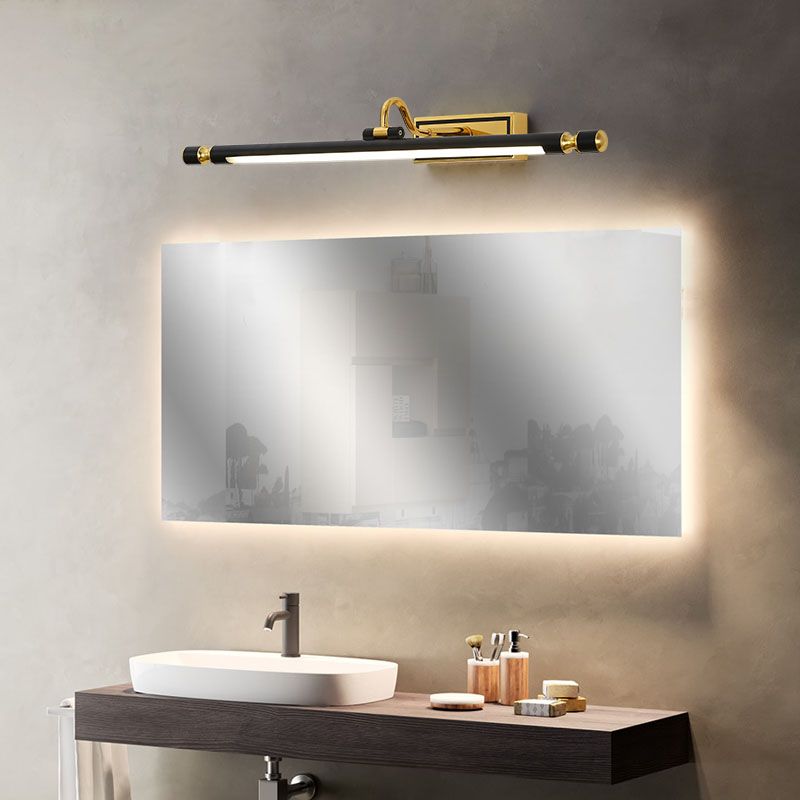 Linear Shade 1-Light Wall Sconce Modern Simple Style Mirror Wall Lighting in Black